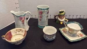 lot 1051 image: Collector cups, pitcher and vase
