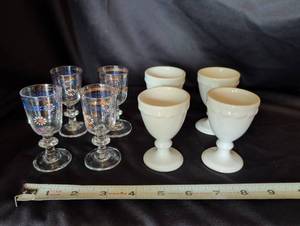 lot 1093 image: Carltonware England Ceramic egg cups and footed cordial or shot glasses