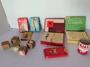 lot 1097 image: Lot Vintage Card Games Playing Cards Blocks and more