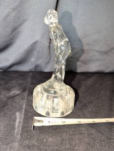 lot 1112 image: Rare clear Bashful Charlotte Cambridge glass company glass flower frog maiden figure approximately 7 Inches tall
