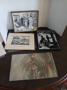 lot 1165 image: Lot of 4 Framed and Unframed Art Prints