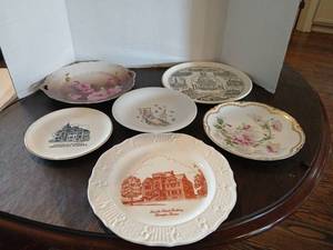 lot 1172 image: Lot of 6 Decorative Plates with Building and Floral Designs largest 11.5
