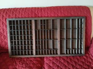 lot 1180 image: Wooden Printers Typeset tray Storage Organizer with Multiple Compartments 23.5x17.5x1.5