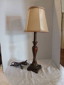 lot 1182 image: Table Lamp with Tapered Shade and Turned Base 20 in
