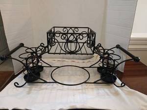 lot 1284 image: Decorative metal buffet caddy with Handles and Stand 11x23x9