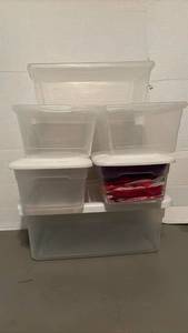 lot 1421 image: Clear Plastic Storage Container Set with Lids 6-Piece