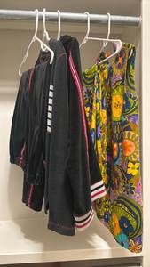 lot 1609 image: 70s style pants and top - size small and three piece track suit - size Med