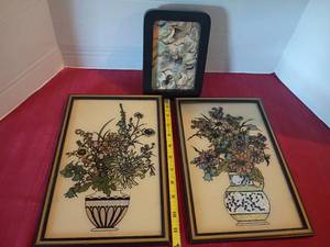 lot 1707 image: Framed Wall Decor duplicating the World Famous Butterfly Wing Pictures.  Also a Watercolor, India Ink and Acrylic Picture