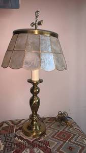 lot 1731 image: Table Lamp with Shade and Brass Base 23 inches tall