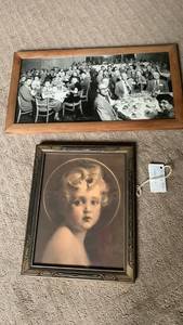 lot 1736 image: Lot of 2 Framed Black and White Photographs and 1 Framed Portrait Print 20X10 and smaller
