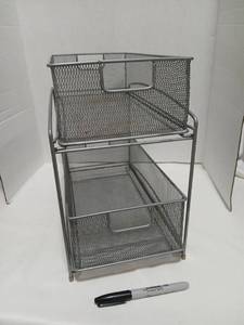lot 1805 image: Two-Tier Mesh Storage Organizer Basket  12.5x 7.5x14