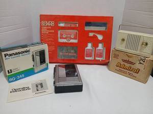 lot 1816 image: Panasonic RQ-345 Mini Cassette Recorder Admiral transistor radio, audio maintenance  kit