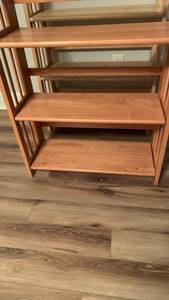lot 2004 image: Wood Bookcase 4-Shelf Open Storage Unit 34X27X11 located in basement