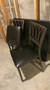 lot 2109 image: Card table and 2 folding Chairs Black Seat located in basement