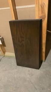 lot 2116 image: Dark Brown Wood-Grain shelves 28X15 located in basement