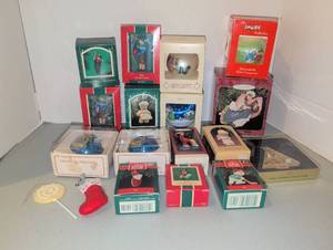 lot 3202 image: Hallmark Ornament Collection Lot - Son, Smurf, Christmas Keepsake Ornaments