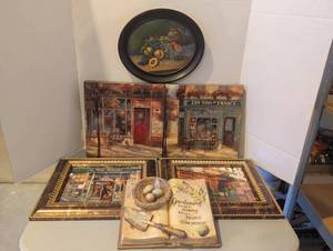 lot 3210 image: Paris Cafe Wall Art Collection 5-Piece Framed Prints Oval still life