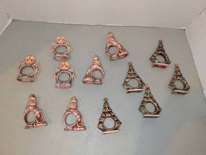 lot 3227 image: Holiday Napkin Rings Set 12 Piece Angel Santa Christmas Tree