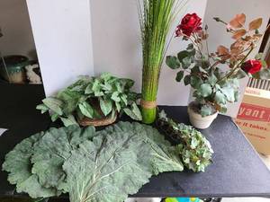 lot 3440 image: Faux greenery arrangements.