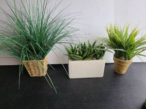 lot 3441 image: Faux greenery rrangements in pots