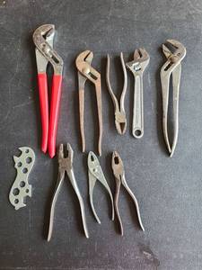 lot 3445 image: Crescent wrenches, channel locks, pliers, wire cutters.
