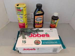 lot 3509 image: Garden & Lawn Treatment Lot Jobes Fertilizer Spikes, Insect Sprays, Granules