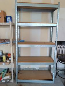 lot 3517 image: Metal shelving with some damage