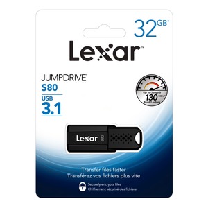 lot 53 image: Lexar JumpDrive S80 USB 3.1 Flash Drive (32 GB)  LJDS080032G-BNBNU - Retail $44