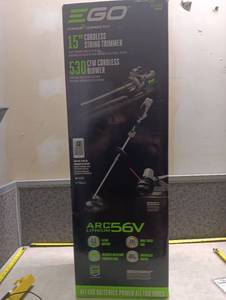 lot 93 image: EGO Power Combo Kit 15 Cordless String Trimmer 530 CFM Blower ARC 56V Lithium - Missing Battery