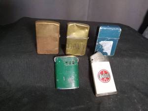 lot 7009 image: Lot of 5 Lighter Inserts Zippo Davy Barold Green Blue Copper Brass