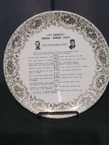 lot 7026 image: Lincoln Kennedy Facts Commemorative Decorative Plate Its Fantastic