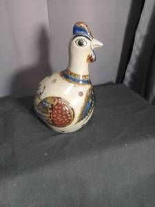 lot 7032 image: Decorative Bird Figurine with Blue and Gold Hand-Painted Details