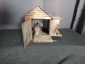 lot 7036 image: Miniature Metal House Structure with Shed