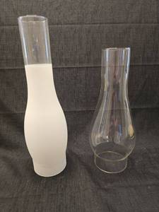 lot 1387 image: Set of 2 Glass Lantern Vases 9-10 Inches Height