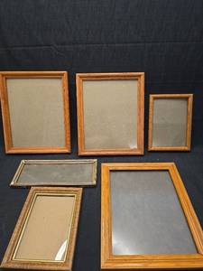 lot 1391 image: Picture Frames Lot of 6 Assorted Sizes Wood