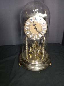 lot 6870 image: Quartz Anniversary Clock with Glass Dome and Pendulum