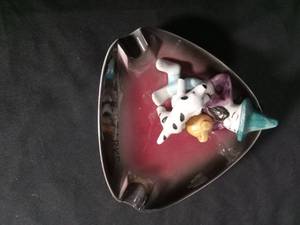 lot 6920 image: The Ozarks Ceramic Trinket Dish with Dalmatian and Clown Figurines