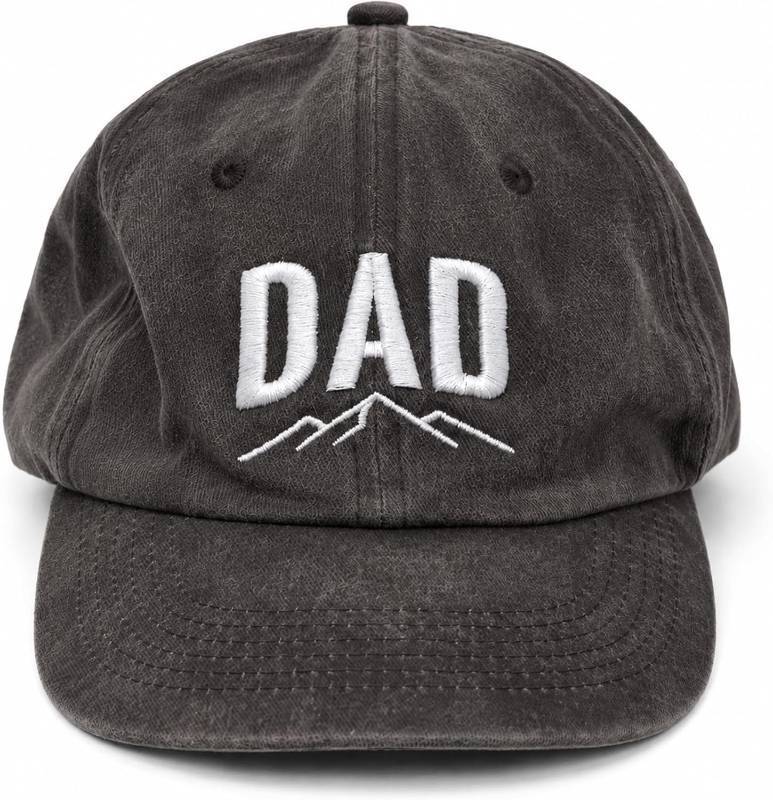 lot 10107 image: Dad Hat for Men, Washed Cotton Cap with Brown Leather Patch, Adjustable