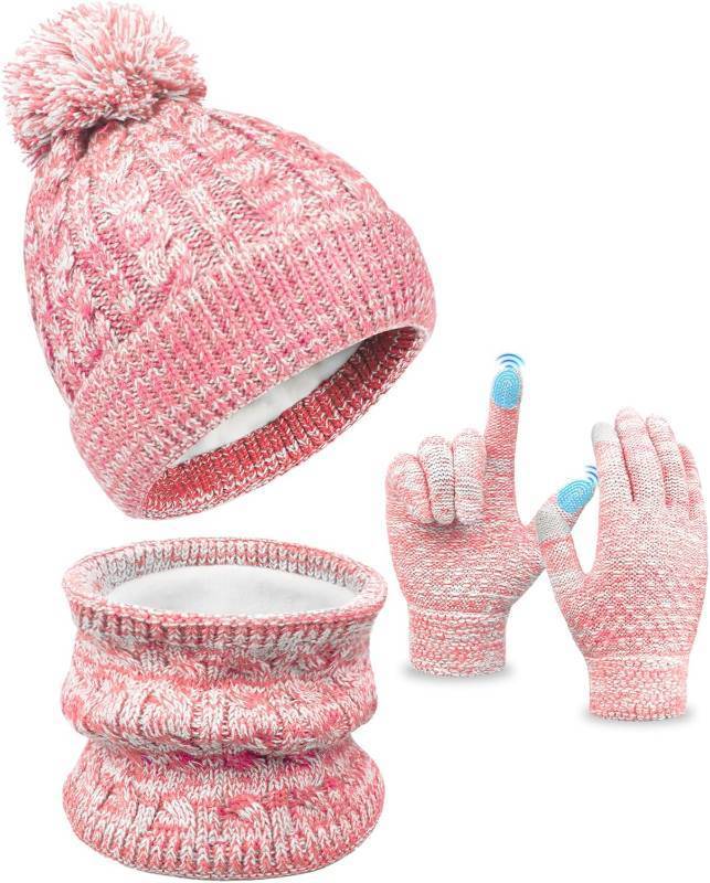 lot 10345 image: Kids Winter Hat Gloves Scarf Set for Toddlers 3-10, Beanie & Mittens