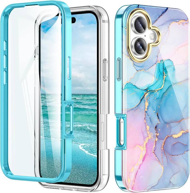 lot 10643 image: Marble Case for iPhone 17 6.3, Screen Protector, Lightweight, Shockproof