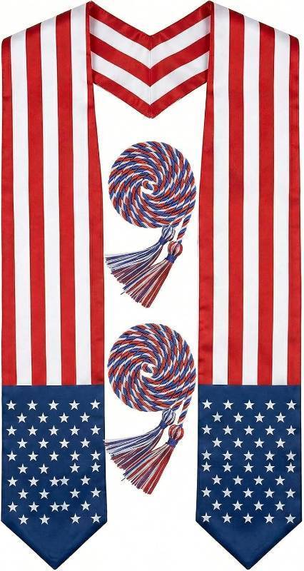 lot 10767 image: ZenNex Country Flag Graduation Stole & Honor Cords for HS & University