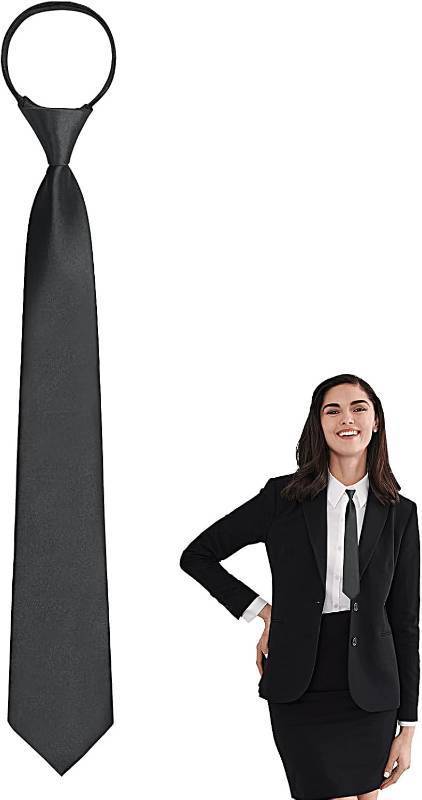 lot 10925 image: Black Pre-tied Ties, Solid Color Polyester Zipper Neckties, Unisex