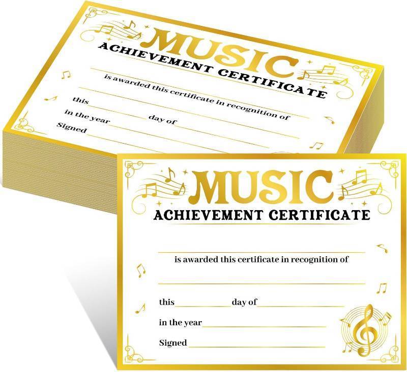 lot 7188 image: 2 Packs Tenare 100 Pcs Music Certificate Award, Completion Certificates, Recogni