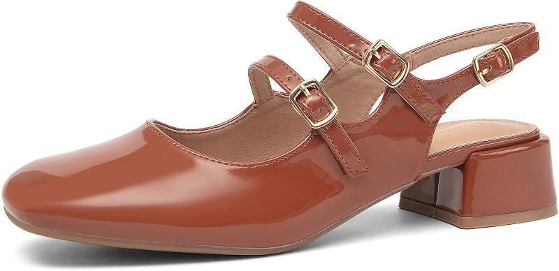 lot 11265 image: NEWBELLA Womens Mary Jane Slingbacks Block Heels Pumps Square Toe size 6