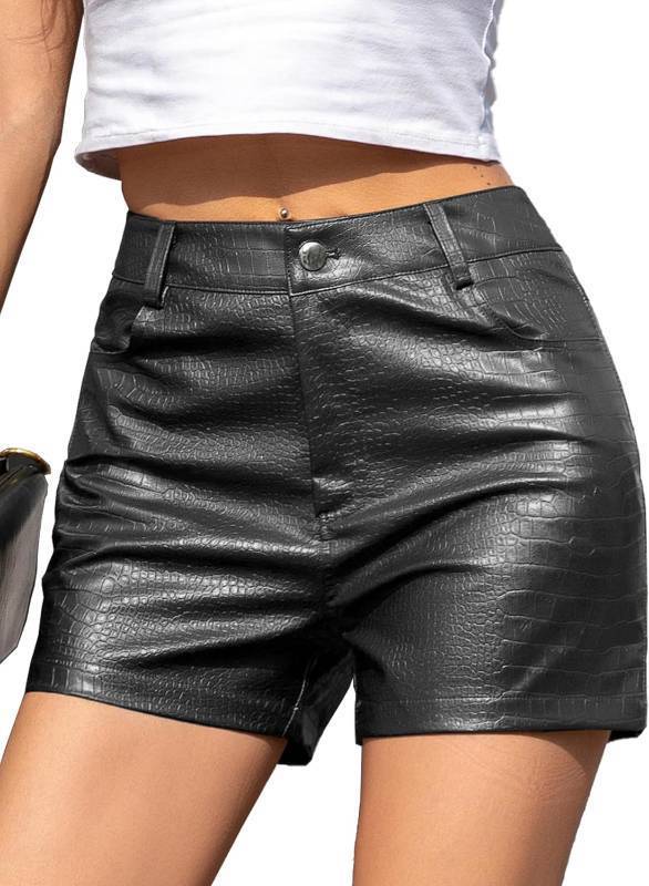 lot 11304 image: We1Fit Womens Faux Leather Shorts Stretchy High Waisted Pleather Shorts XS