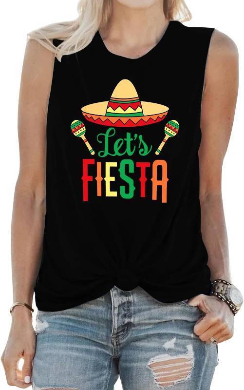 lot 11354 image: Cinco de Mayo Womens Fiesta Vest Sombrero Sleeveless Tee Tops XL white