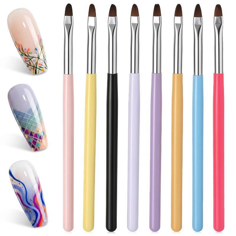 lot 11577 image: 8Pcs Gel Nail Brushes for Acrylic - Nail Art Design & Builder Brush