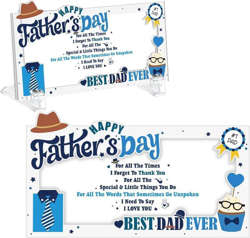 lot 11701 image: Yuntau Fathers Day Money Holder, Acrylic Cash Gift Box with Bracket
