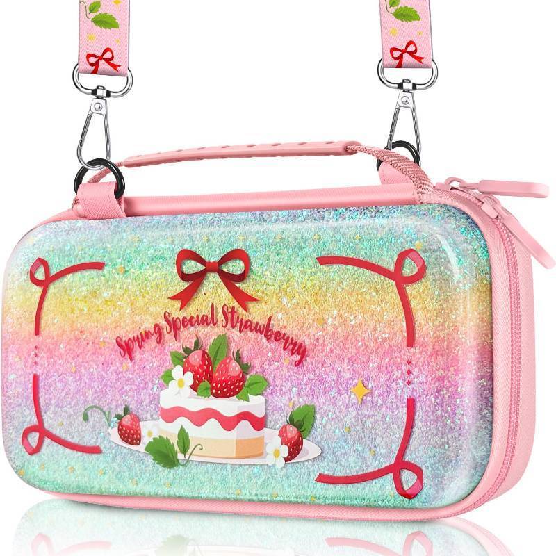 lot 7531 image: Gurgitat Nintendo Switch 2 Carry Case Strawberry Cake Glitter Cute Kawaii