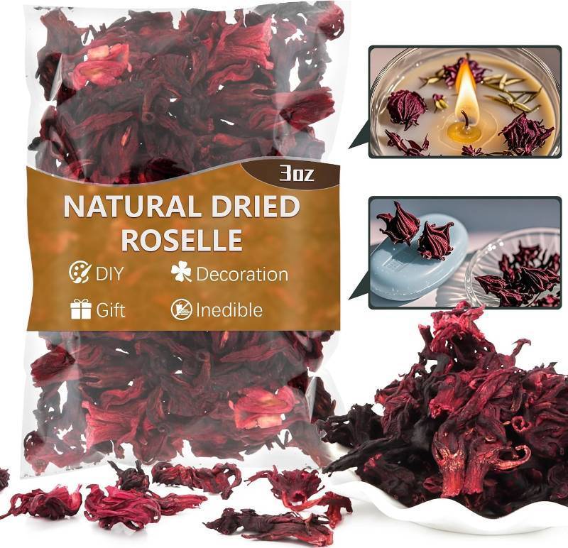 lot 8041 image: Sukh Dried Hibiscus Flowers 3oz - Natural Air-Dried Petals for Crafts